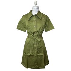 Modcloth Retro Mini Shirt Dress Belted Button Up Shirt Sleeve Green Women's Size 2 97% Cotton 3% Spandex New With Tags Excellent Condition Please See The Photos For More Details Approximate Measurements : Bust 16.5" Waist 15.5" Hips 19.5" Length 35.5" Smoke Free Home Classic A-line Cotton Shirt Dress, Fitted A-line Shirt Dress With Buttons, Casual Green A-line Shirt Dress, Collared Cotton Mini Dress, Solid Fitted Mini Length Shirt Dress, Fitted Solid Mini Shirt Dress, Solid Fitted Mini Shirt Dress, Fitted Solid Color Mini Shirt Dress, Knee-length Cotton Shirt Dress With Placket