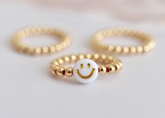 Gold Filled Smiley Face Ring Stacking Rings Beaded Ring - Etsy Cute Adjustable Ring For Everyday, Cute Adjustable Everyday Rings, Cute Gold Stackable Jewelry, Cute Gold Ring Jewelry, Trendy Gold Stackable Rings For Gift, Cute Adjustable Gold Rings, Cute Adjustable Gold Ring, Smiley Face Adjustable Jewelry For Gifts, Adjustable Smiley Face Jewelry Gift