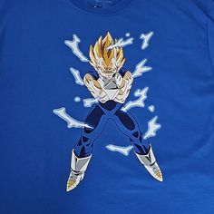 Hot Topic Dragonballz Majin Vegeta Shirt Nwt Great Gift For A Dbz Fan Blue Sporty Tops For Fan Events, Sporty Blue Tops For Fan Events, Blue Graphic Print Top For Fan Events, Blue Graphic Print Tops For Fan Events, Blue Fan Apparel T-shirt For Fan Events, Blue Sublimation Print Tops For Fans, Blue Pre-shrunk Shirt For Fan Merchandise, Blue Cotton T-shirt For Fan Events, Blue Crew Neck Shirt With Front Print