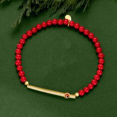 Ross-Simons - 4mm Simulated Red Coral Bead, .10ct t. w. Cubic Zirconia Evil Eye Stretch Bracelet, Enamel Over. Keep good luck on your side with our 4mm simulated red coral bead bracelet! Centered by an 18kt yellow gold over sterling silver bar that's sparked with .10 ct. t. w. round CZs and dotted with an evil eye charm in red, white and black enamel. Stretches to fit most wrists. Simulated red coral bead and CZ evil eye stretch bracelet. CZ weights are diamond equivalents. Evil Eye Necklace Gold, Diamond Evil Eye, Coral Bracelet, Evil Eye Ring, Freshwater Pearl Bracelet, Sapphire Color, Silver Bar, Coral Jewelry, Natural Gold