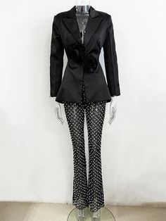 Beaded Pearls Blazer Mesh sequin Trousers Suits Details : Decoration: FLOWERS Decoration: Pearls Material: Polyethersulfone Material: SPANDEX Material: POLYESTER Season: Autumn/Winter Elasticity: Non Stretchy Fabric Type: Broadcloth Pattern Type: Solid Fit Type: Slim Age: Adult Clothing Length: regular Pant Length(cm): full length Fabric content: 81% (inclusive) - 90% (inclusive) Collar: Notched Waist: High Waist Closure Type: Hidden Breasted Sleeve Style: regular Material Composition: Natural F Suits Details, Sequin Trousers, Sequin Suit, Decoration Flowers, Flowers Decoration, Pantsuits For Women, Evening Jackets, Pants Suit, Pant Length