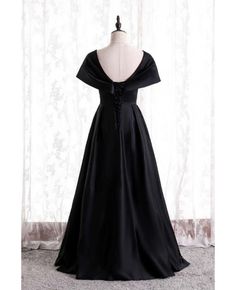 Buy modest long black pleated evening dress with dolman sleeves at affordable price online. Free shipping and pro custom service since 2009. Black V-neck Gown For Banquet, Elegant Black Evening Dress With Draped Sleeves, Black Satin Maxi Dress For Banquet, Black Dress With Pleated Bodice For Prom, Black Pleated Bodice Dress For Prom, Solid Color Dress With Draped Sleeves For Evening, Solid Evening Dress With Sweep Train, Black Evening Dress With Draped Sleeves, Solid Color Evening Dress With Sweep Train