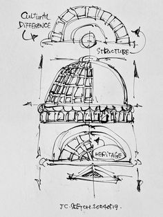 a drawing of a structure with different sections