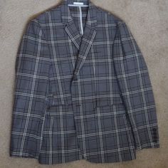 Plaid Blazer In Excellent Condition! No Spots, Stains, Tears Or Wear Of Any Kind! Made In Turkey Men's Size Large 100% Wool 21 Casual Tailored Gray Blazer, Gray Fitted Sport Coat With Long Sleeves, Fitted Gray Sport Coat With Long Sleeves, Fitted Gray Sport Coat, Gray Fitted Long Sleeve Sport Coat, Gray Long Sleeve Fitted Sport Coat, Tailored Casual Gray Sport Coat, Gray Tailored Casual Sport Coat, Gray Sport Coat For Spring Workwear