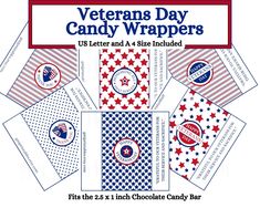 the veterans day candy wrappers are red, white and blue