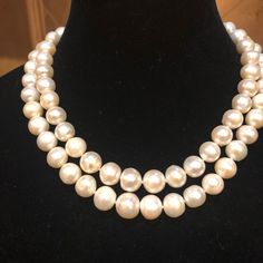 Look Like “The Queen” In This Magnificent Double Strand Of Freshwater Cultured Pearls That Nest Perfectly. These Pearls Are Gigantic 12-15mm. They Are Quite Heavy. The Nacre Has A Natural Glowing White Surface & High Gloss Luster. The Surface Is Generally Smooth But Has Some Natural Blemishes And Imperfections. Rows Are 18 & 19 Inches. The Clasp Is Magnetic And White Gold Plated. If Perfect This Necklace Would Be $4000 To $5000 My Jewelry: Bracelet Ring Necklace Earrings 925 Sterling Silver Chunky Pearl Statement Necklace, Thick Choker Necklace, Ballerina Necklace, Silver Key Necklace, Key Necklace Vintage, Silver Ball Necklace, Peacock Necklace, Chunky Pearls, Pearl Statement Necklace