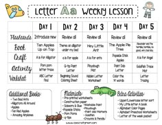 a printable lesson for beginning with letters and numbers, including the words in each letter