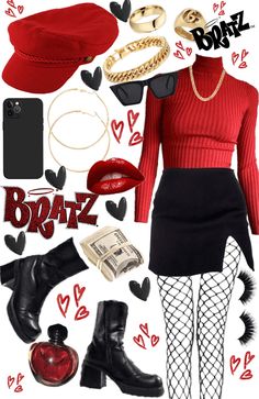 90’s Outfits, Bratz Inspired Outfits, Fashion Top Outfits, Baby Outfit, Red Lipstick, Outfit Shoplook, Really Cute Outfits, Classic Outfits, Lookbook Outfits