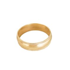 Our Selene Ring is perfect if you're looking for a low-key band in a wide setting. This piece features a 6 mm width with slightly domed setting and a dotted edge detail that we love. Perfect for everyday wear. Band width: 6 mm Handmade in 14k gold fill or Sterling Silver to withstand daily wear time after time Classic Wide Band Stackable Bands, Classic Wide Band Ring With Decorative Band, Gold Rings With Fluted Bezel For Wedding, Gold Wedding Rings With Fluted Bezel, Promise Ring With Decorative Wide Band, Classic Gold Jewelry With Fluted Bezel, Gold Milgrain 14k Gold Rings, Gold Thick Decorative Band, Timeless Yellow Gold Rings With Milgrain