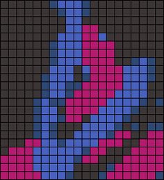 a cross stitch pattern in blue, pink and black