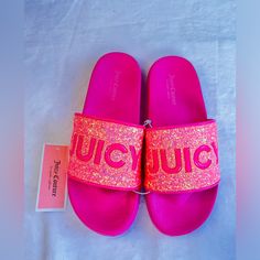 Juicy Couture Kids Sandals. Size 3m. Cute Open Toe Slides For The Beach, Cute Open Toe Slides For Beach, Pink Slide Jelly Sandals Casual Style, Pink Slide Jelly Sandals For Summer, Pink Non-slip Jelly Sandals For The Beach, Pink Slide Jelly Sandals For Casual Wear, Casual Pink Slide Jelly Sandals, Cute Pink Non-slip Sandals, Pink Slip-on Jelly Sandals For The Beach