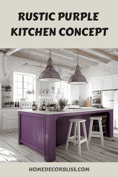 rustic purple kitchen