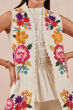 Shop for Chandrima Ivory Chanderi Floral Applique Jacket for Women Online at Aza Fashions Applique Jacket, Applique Work, Types Of Work, Women Jackets, Luxury Sale, Open Sleeve, Jacket For Women, Floral Applique, Jackets Online