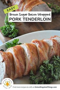 sliced Brown Sugar Bacon-Wrapped Pork Tenderloin Pork Belly Tacos, Bacon Wrapped Pork Tenderloin, Bacon Wrapped Pork, Sweet Glaze, Tenderloin Recipes, Pork Tenderloin Recipes, Man Food, Easy Family Dinners, Beef Recipes For Dinner