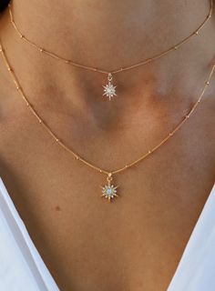 Petite gold plate opal and cz star on gold filled ball chain Starburst Necklace, Goddess Jewelry, Expensive Jewelry Luxury, Jewelry Accessories Ideas, Jewelry Lookbook, Girly Jewelry, Jewelry Inspo, Opal Necklace, Dream Jewelry