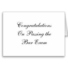 congratulations card with the words on passing the bar exam in cursive font and black ink