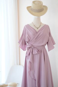 Purple Mauve Bridesmaid dress Mauve Dress Mauve Bridesmaid | Etsy Chiffon V-neck Wrap Dress For Party, Chic V-neck Chiffon Wrap Dress, Chic Chiffon V-neck Wrap Dress, Flowy Dress With Draped Short Sleeves, Purple V-neck Dress For Wedding Guest, Flowy Chiffon Dress With Surplice Neckline, Flowy Wrap Dress For Brunch, Elegant Mauve V-neck Maxi Dress, Party V-neck Chiffon Wrap Dress