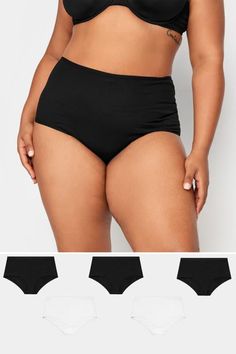 Shop YOURS 5 PACK Curve Black & White Full Briefs at Yours Clothing. Discover plus size lingerie in sizes 10 to 36 with bra sizes up to J cup. Party Dress Sale, Plus Swimwear, Long Tall Sally, Nursing Tops, Plus Size Black, Next Fashion, Fashion Fits, Plus Size Lingerie, Plus Size Pregnancy