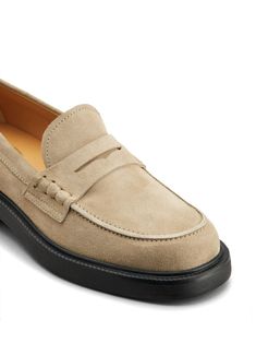 Find TOD'S Penny-slot Suede Loafers on Editorialist. beige calf suede leather lining mini logo tag penny slot moc stitching almond toe branded leather insole flat rubber sole Classic Beige Loafers With Stitched Sole, Classic Beige Moccasins With Rubber Sole, Beige Suede Loafers With Stitched Sole, Beige Suede Moccasins For Work, Formal Beige Moccasins With Suede Lining, Beige Suede Loafers With Suede Lining, Beige Suede-lined Moccasins For Work, Classic Beige Suede Loafers, Beige Loafers With Suede Lining For Workwear