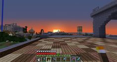 an image of a sunset in minecraft