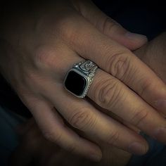 Vintage ring with black onyx in victorian style for mens , Floral engraved side onyx ring in 925 sterling silver, Handmade unique gift ring This lovely gemstone ring is perfect for daily wear. It is crafted from fine 925K sterling silver and has the most intricate details that are sure to catch the eye of anyone who sees it. Handcrafted with love and joy, this ring will be with you for years to come, possibly even taking its place as a family heirloom for generations to come! With its detailed h Silver Onyx Signet Ring Luxury Style, Luxury Silver Onyx Signet Ring, Luxury Silver Signet Ring With Onyx, Luxury Black Engraved Ring In Sterling Silver, Elegant Black Skull Ring In Sterling Silver, Elegant Black Sterling Silver Skull Ring, Vintage Black Skull Ring In Sterling Silver, Classic Black Sterling Silver Engraved Ring, Luxury Black Signet Ring Stamped 925