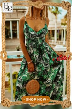 New Summer V Neck Sleeveless Off Shoulder Sling Print Boho Dress Fashion Casual Sun Dress Ladies Beach Dress Dresses Women Womens Beach Dresses, Sun Dress Casual, Backless Long Dress, Long Beach Dress, Breezy Dress, Retro Mode, Floral Print Maxi Dress, Evening Outfits, Floral Print Maxi