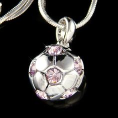 "Want a personalized gift? -Add a Swarovski Crystal Birthstone charm here: https://www.etsy.com/listing/577441131 PERFECT GIFT FOR FOOTBALL FAN You are getting a 3D Round Football Soccer Ball Swarovski Crystal Pendant Necklace. It comes with a FREE 18\" inches silver (45cm) silver plated rhodium finish snake chain necklace with lobster clasp. Pendant size is 3/8\" wide X 3/4\" high (10mm X 20mm) Crystal Color: Jet Black Prices are in US$. For shipping policies and other important information, cl Gift Charm Necklaces With Rhinestones, Pink Bling Necklace For Gift, Silver Rhinestone Jewelry For Birthday, Rhinestone Pendant Jewelry Gift, Crystal Charms Jewelry As Gift, Pink Rhinestone Jewelry For Gifts, Sterling Silver Rhinestone Jewelry Gift, Soccer Ball Necklace, Teacher Christmas Gift