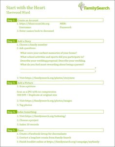 a green and white checklist with the words start with the heart