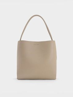 Taupe Leia Tote Bag | CHARLES & KEITH Padded Sandals, Chic Crossbody Bag, Size Chart For Kids, Charts For Kids, Wallet Gifts, Charles Keith, In A Hurry, Mini Tote, Beauty Items