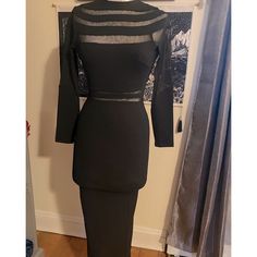 Authentic With Tags Never Worn. Celebrity Designer Zeena Zaki. This Is A Black Long Sleeved Cocktail Dress. Sheer Bodice, On Sleeves, & Around Waist. Perfect For An Event Or Fancy First Date. Size Is Small. Open To All Offers! Will Bundle With Other Items And Ship For Free! Some Celebs That Wear Zeena’s Designs: #Krisjenner #Lanadelrey #Demilovato #Jadapinkett #Evalongoria #Tyrabanks #Nicolesherzinger #Khloekardashian Black Mesh Dress With Sheer Long Sleeves, Black Long Sleeve Mesh Dress With Sheer Sleeves, Black Sheer Long Sleeve Mesh Dress, Sheer Long Sleeve Dress For Going Out, Long Sleeve Sheer Dresses For Going Out, Sheer Long Sleeve Bodycon Maxi Dress, Black Mesh Dress With Sheer Sleeves For Date Night, Elegant Black Stretch Mesh Dress, Black Bodycon Mesh Dress For Cocktail