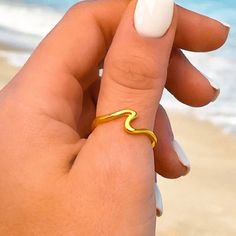 Dainty Gold Wave Ring Gold Metallic Over Alloy Perfect For Any Outfit! Gold Wave Ring, 6 Rings, Wave Ring, Ring Color, Ring Gold, Womens Jewelry Rings, Gold Metal, Gold Rings, Size 6