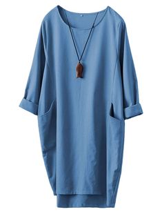 PRICES MAY VARY. Oversized tunic dresses for women, round collar, long sleeve can roll up, hi low hem, two big side pockets can hold many things Women's cotton linen baggy shirt dress, solid color pattern, casual loose style, lightweight and soft fabric, flowy dress features Ladies loose casual midi dress is suitable for daily wear, office, shopping, dating, party, home, shool, club and all occasions This long sleeve tunic tops is easy to go with jeans, jackets, necklace, slippers and so on. It Baggy Tshirt, Oversized Tunic Dress, Baggy Tops, Oversize Sleeves, Oversized Tunic, Tee Shirt Dress, Midi Dress Casual, Women Long Sleeve Tops, Women Midi