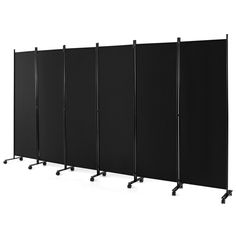 6-Panel Folding Room Divider 6FT Rolling Privacy Screen w/ Lockable Wheels Black | eBay Separators For Living Room, Panel Divider