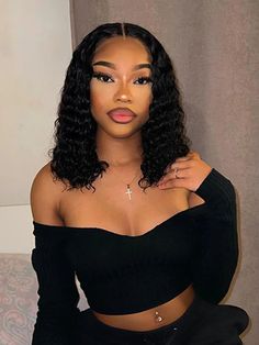 Middle Part Deep Wave Bob, Bob Deep Wave Wig, Silky Straight Hair, Glueless Lace Front Wigs, Closure Wigs, Big Curls, Black Curly Hair, Junior Year, Lace Closure Wig