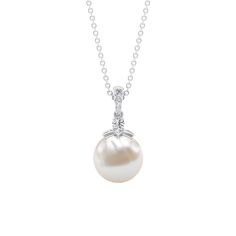 Real Freshwater Pearl and Diamond Drop Pendant Necklace Freshwater Pearl - ( AAA ) - Quality - Rosec Jewels Diamond Drop Pendant, Pearl Drop Pendant, Drop Pendant Necklace, Diamond Drops, Freshwater Pearl Necklaces, Drop Pendant, Pearl Drop, Pearl Pendant, Round Diamond