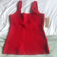 New York & Company Red Tank Top Size Large, Fits True To Size Very Comfortable And Thick/Stretchy Material Brand New, Never Worn! Tag Madewell, Billabong, Forever 21 Red Ribbed Stretch Tank Top, Red Stretch Ribbed Tank Top, Trendy Red Ribbed Tank Top, Chic Red Ribbed Top, Red Ribbed Sleeveless Top, Red Sleeveless Ribbed Tops, Trendy Red Tank Top For Day Out, Red Ribbed Summer Top, Red Ribbed Top For Summer