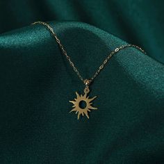 "SUN NECKLACE ❤️ ITEM DETAILS * Material: Sun Necklace is 14K Solid GOLD (not filled or plated). * Gold Necklace Chain Length: 16,7\" inch (42,5cm) Main Chain and 1\" inch (2,5cm) Adjustable Chain Part Total: 17,7\" inch (45cm) * Chain Width: 0,65mm * Finish: 14K Yellow Gold * Stone: Zircon * Featuring: 13mm x 13mm Sun ♥ SHIPPING We work with Dhl Express for worldwide shipping. Please leave your phone number at checkout for delivery purposes. Production time: 3-5 business days. ❤️ You May Also b Dainty Starburst Yellow Gold Jewelry, 14k Yellow Gold Sun Design Necklace, 14k Gold Starburst Jewelry For Gift, 14k Gold Starburst Jewelry Gift, 14k Gold Starburst Jewelry As Gift, Elegant Sun-shaped Jewelry For Gifts, Elegant Sun-shaped Jewelry Gift, Elegant Yellow Gold Sun-shaped Jewelry, Elegant Sun-shaped Yellow Gold Jewelry