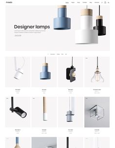 an image of different lighting fixtures on the web page, including lamps and lightshades