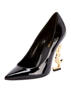 OpYum Patent 110mm YSL-Heel Pumps - Golden Hardware Wedding High Heels, Ysl Heels, Designer Pumps, Wedding Heels, Saint Laurent Shoes, Bergdorf Goodman, Shoe Game, Manolo Blahnik, Pumps Heels