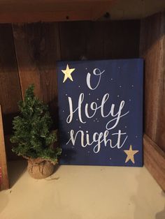 Diy Christmas Canvas Art, Christmas Canvas Art, Wood Ideas, Christmas Canvas, Holy Night, Christmas Paintings