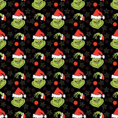 the grin face with santa's hat and stars on black background seamless wallpaper