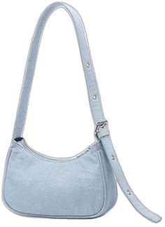 Casual Denim Shoulder Bag For Errands, Daily Use Denim Shoulder Bag With Zipper, Daily Use Denim Shoulder Bag With Zipper Closure, Denim Shoulder Bag With Zipper For Daily Use, Blue Denim Satchel Shoulder Bag, Trendy Blue Denim Shoulder Bag, Trendy Denim Blue Bag With Adjustable Strap, Trendy Denim Shoulder Bag With Removable Pouch, Trendy Denim Blue Hobo Shoulder Bag