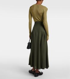 Flavia wool maxi skirt | Loro Piana Green Silk Skirt, Wool Maxi Skirt, Green Maxi Skirt, Flare Maxi Skirt, Silk Midi Skirt, Silk Maxi Skirt, Midi Wrap Skirt, Latest Skirts, Green Maxi