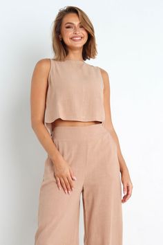 Nicola Top - Brown - Petal & Pup USA Cropped Hem Tops For Summer Day Out, Casual Slightly Cropped Summer Tank Top, Casual Cropped Crop Top For Day Out, Chic Cropped Hem Crop Top For Summer, Casual Slightly Cropped Tank Top For Summer, Casual Cropped Crop Top For Summer, Spring Loungewear Cropped Crop Top, Chic Cropped Crop Top For Vacation, Casual Crop Top With Cropped Hem For Day Out