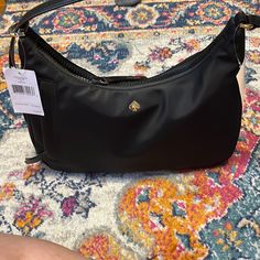 Nwt! Medium Shoulder Bag Black Kate Spade Bag With Adjustable Strap, Kate Spade Black Satchel For Everyday Use, Kate Spade Shoulder Bag With Adjustable Strap For Shopping, Kate Spade Shoulder Bag With Zipper For Errands, Kate Spade Shoulder Bag For Errands With Zipper, Kate Spade Shoulder Bag With Zipper For Everyday Use, Kate Spade Black Travel Satchel, Kate Spade Black Satchel For Travel, Kate Spade Hobo Shoulder Bag With Removable Pouch