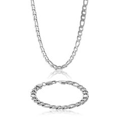 PRICES MAY VARY. THE ULTIMATE STAINLESS STEEL NECKLACE AND BRACELET SET - For those who love an unforgettable, one-of-a-kind jewelry and are looking for their ultimate go-to piece. You're going to be wearing your new pieces for years to come, since the high quality of our stainless steel jewelry for men will never wear out. The set includes a 9 inch bracelet and a 22 inch figaro chain necklace with fancy lobster clasp HYPOALLERGENIC 316L STAINLESS STEEL SAFE FOR ALLERGIC SKIN is the ultimate jew Silver Figaro Chain For Jewelry Making, Men’s Jewlery Silver, Mens Jewelry Aesthetic, Presents For Your Boyfriend, Man Aesthetic, Man Bracelet, Necklaces For Men, Figaro Chain Necklace, Men Bracelet