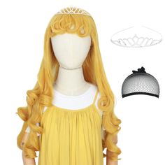 PRICES MAY VARY. Package: 1pc kids wig, 1pc hairnet, 1pc crown Designed for kids and girls. Adjustable size for children, average wig cap is 53-55cm/20.8-21.6"; One size fits most children under 10 Material of Princess Wig: Golden curly wig is made of high quality heat resistant fiber. Natural luster, soft texture, tangle free, lightweight Complete your dreamy look with our Princess Wig Cosplay! Styled after the famous fairytale movie, this premium golden wig for kids features long curls and ringlet bangs. Pair it with costume for a flawless look that's worthy of a princess! Perfect for Christmas, Halloween, Cosplay costume party, Pretend play and Daily use Inspire imaginative play with princess wig from Yan Dream Complete your dreamy look with our Princess Wig Cosplay! Styled after the fa Bangs Halloween Costume, Kids Wig, Curly Wig With Bangs, Princess Halloween Costume, Kids Wigs, Long Curly Wig, Long Curls, Crown Design, Curly Wig