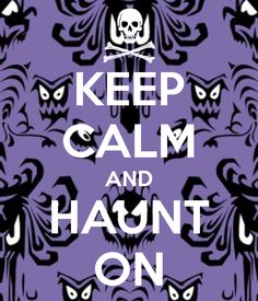 a skull and crossbones pattern with the words keep calm and haunt on