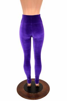 "This item is made to order, please read all the way through the listing before purchasing! These leggings are made of deep purple stretch velvet, with a flattering 11\" high rise, and a smooth anti muffin top waistband. This velvet is soooo soft, not the cheap and itchy panne, this is true lycra velvet. Smooth as butter, and so flattering and comfy! Inseam: 32\" Rise: 11\" If you would like a shorter or longer inseam, please enter it in the notes at checkout! Womens Sizing (See below for instru Stretch Velvet Full-length Bottoms, Stretch Velvet Full Length Bottoms, Fitted Velvet Bottoms Full Length, Full Length Velvet Stretch Bottoms, Fitted Velvet Bottoms, Fitted Full-length Velvet Bottoms, Purple Fitted Yoga Pants, Fitted Purple Leggings For Yoga, Purple Fitted Leggings For Yoga