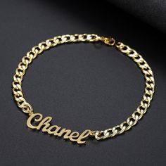 Cuban Name Bracelet | Dorado Fashion Hand Bangles, Name Anklet, Customised Bracelets, 18k Gold Chain, Earring Ideas, Simple Bracelets, Personalized Pendant, Gold Earrings Designs, Silver Chain Bracelet